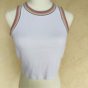 Madewell Brightside Pride Forever Crop Top with Colorful Rainbow Trim